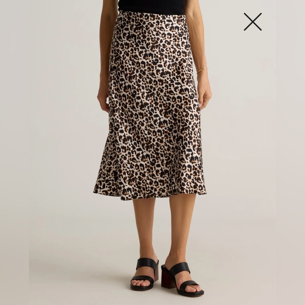 Quince silk midi skirt, leopard, medium